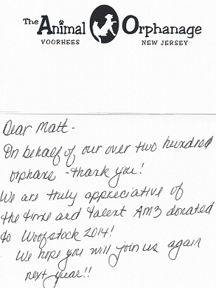 thank you note from voorhees nj animal orphanage